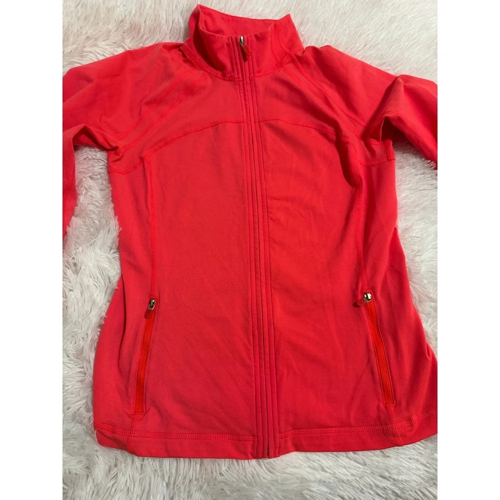 GapFit Womens Full Zip Athletic Jacket Coral Pink Thumbholes Size S